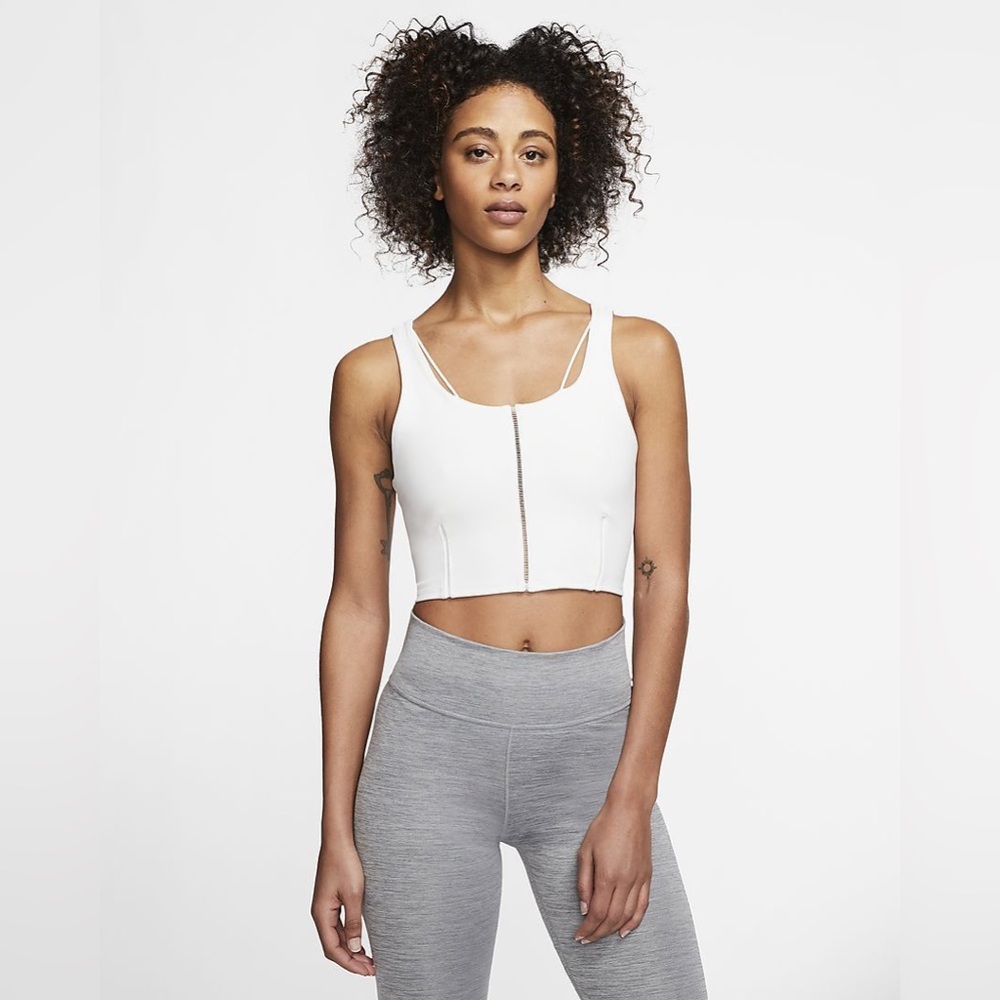 SMALL decorative size 4 Nike YOGA cream color  Luxe Infinalon Crop Tank